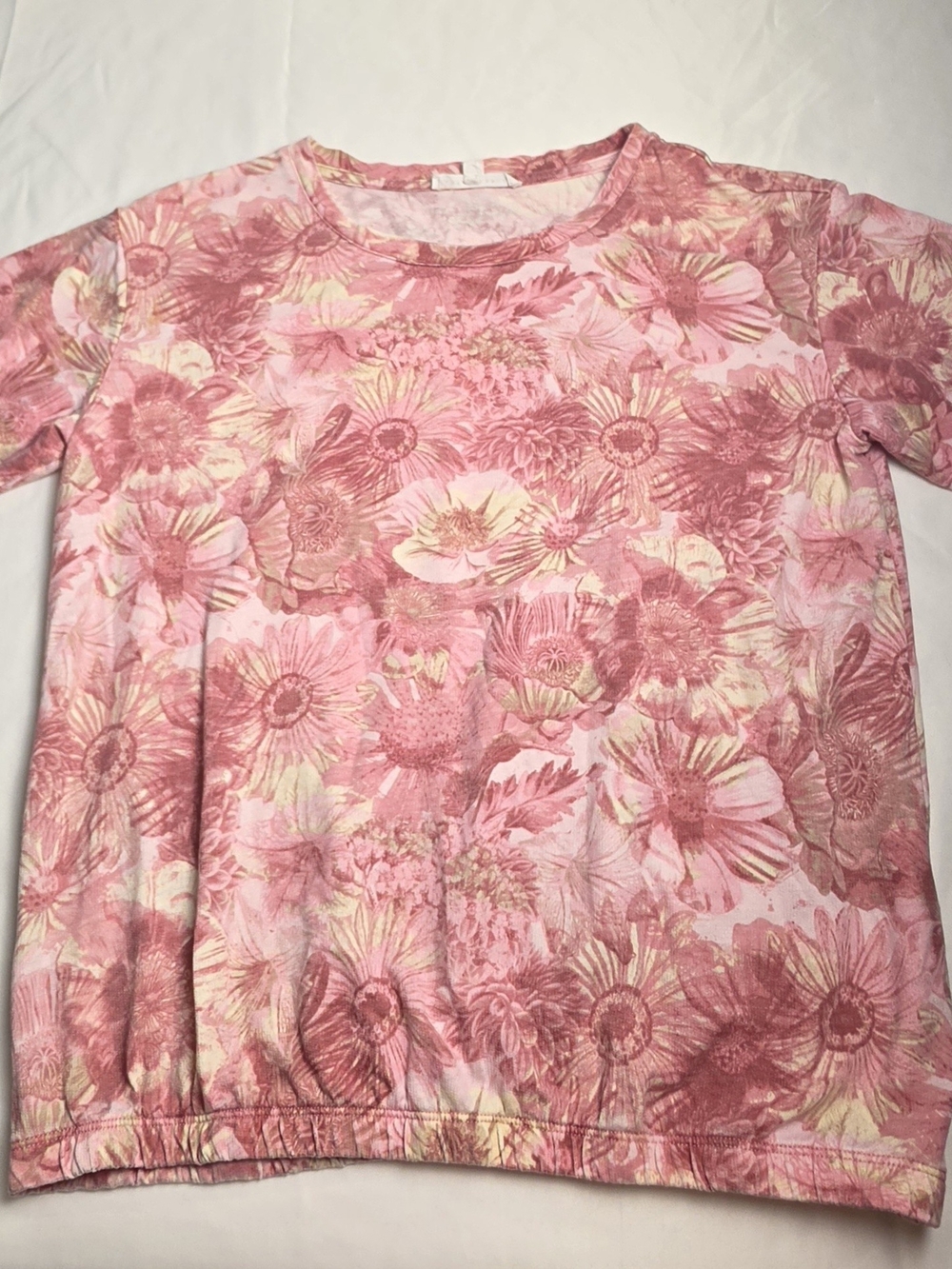 Jane + Delancey Pink Floral Print Short Sleeve Top Size M Coquette Cottage Core